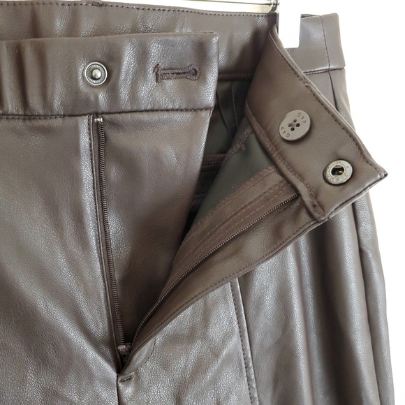 Gap Mid Rise Vegan Leather Skinny Pants - Brown 6 Tall - Picture 4 of 9